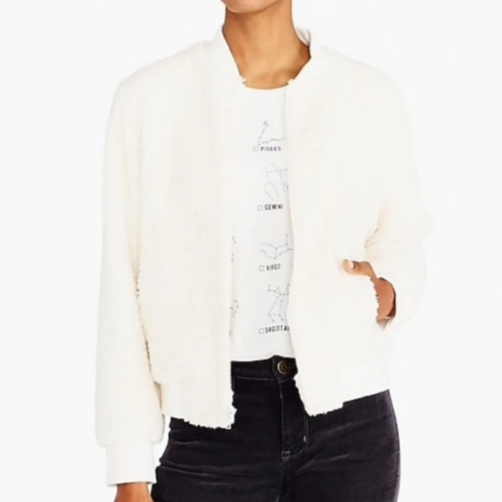 J Crew cream teddy zip up jacket - Picture 2 of 8